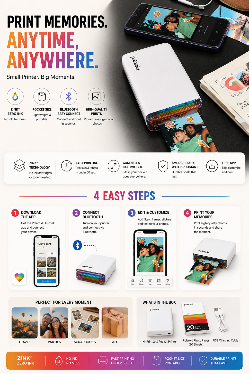 Portable Pocket Photo Printer – Print Memories Anywhere Instantly