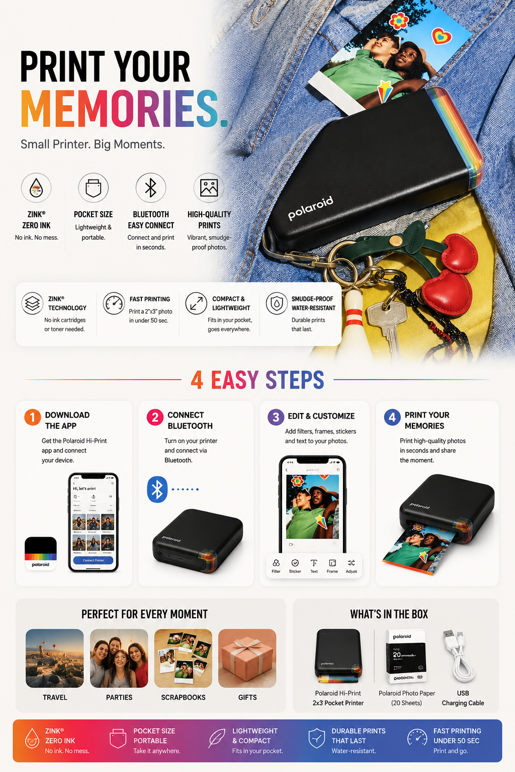 Portable Pocket Photo Printer – Print Memories Anywhere Instantly
