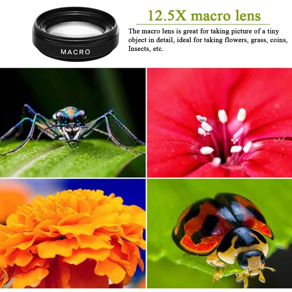 2-in-1 Phone Camera Lens Kit — 0.45× Wide Angle + 12.5× Macro (iPhone & Android)