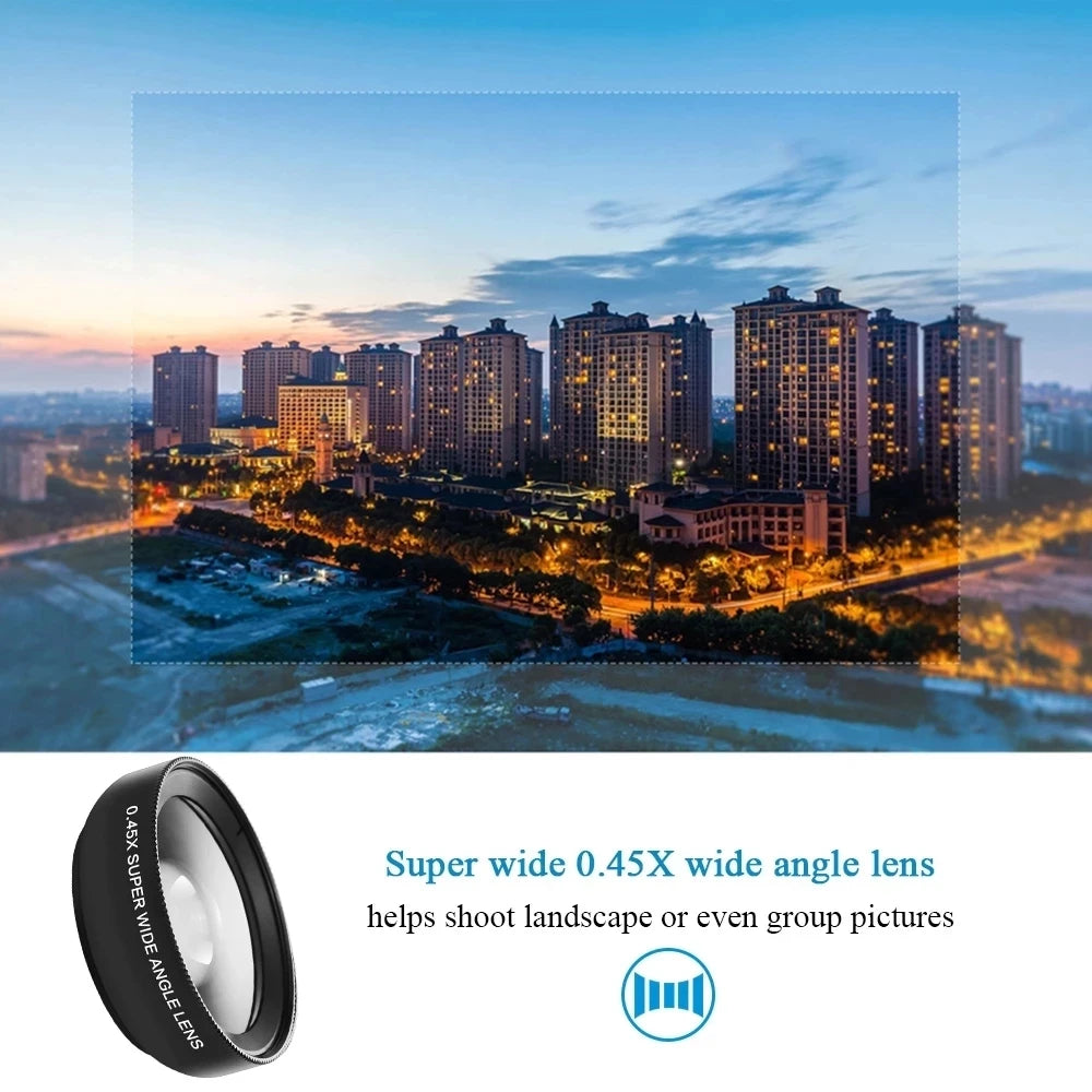 2-in-1 Phone Camera Lens Kit — 0.45× Wide Angle + 12.5× Macro (iPhone & Android)