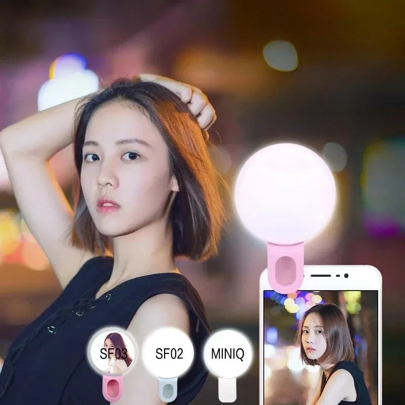 Clip-On LED Selfie Ring Light for Phone — 3 Brightness Levels