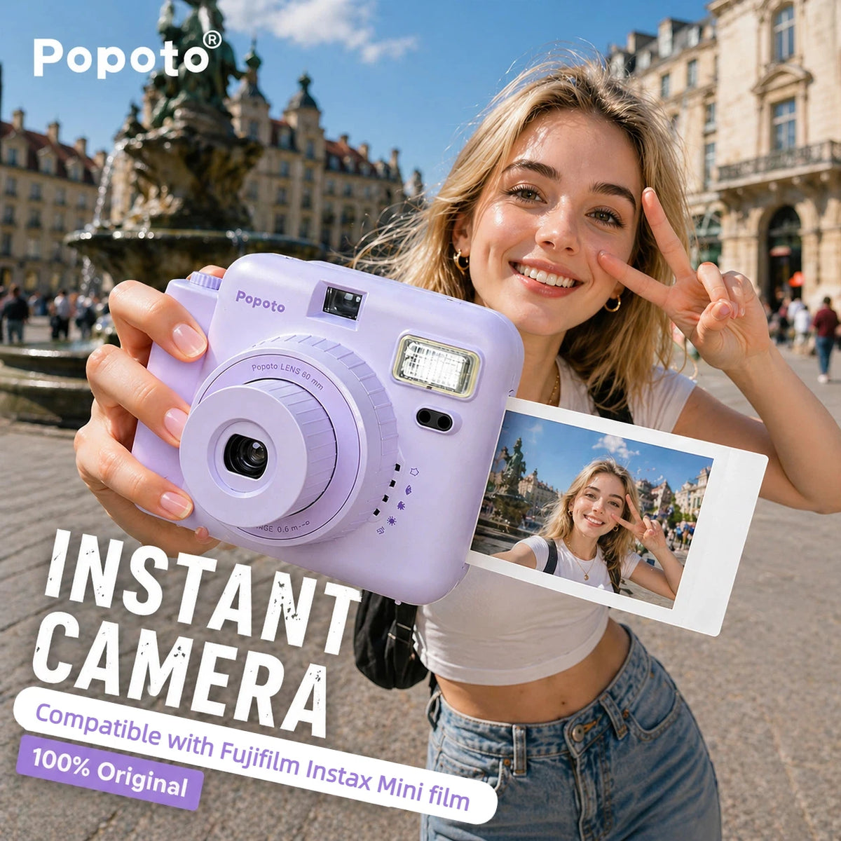 Popoto Macaron Instant Camera — Uses Fujifilm Instax Mini Film