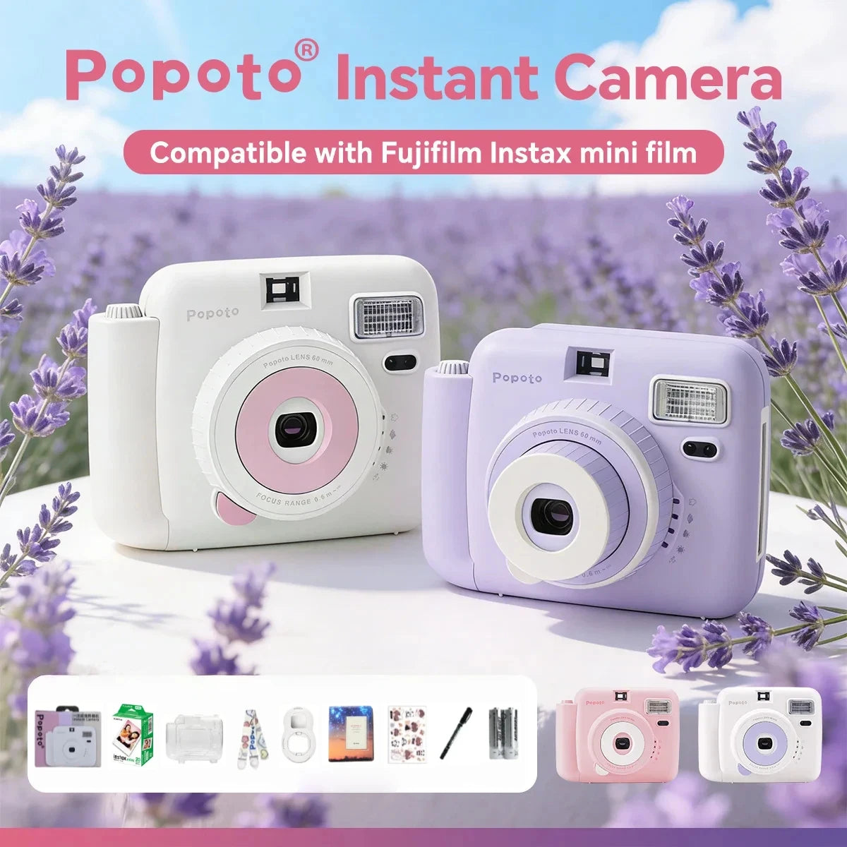 Popoto Macaron Instant Camera — Uses Fujifilm Instax Mini Film