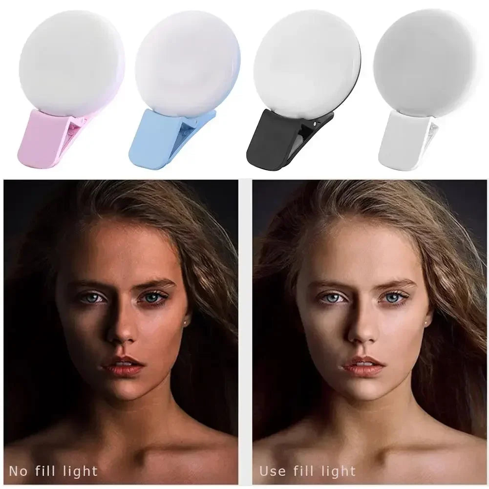 Clip-On LED Selfie Ring Light for Phone — 3 Brightness Levels
