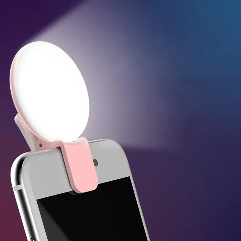 Clip-On LED Selfie Ring Light for Phone — 3 Brightness Levels