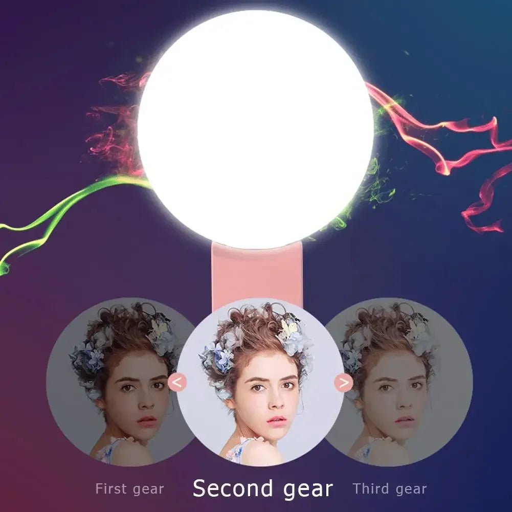 Clip-On LED Selfie Ring Light for Phone — 3 Brightness Levels
